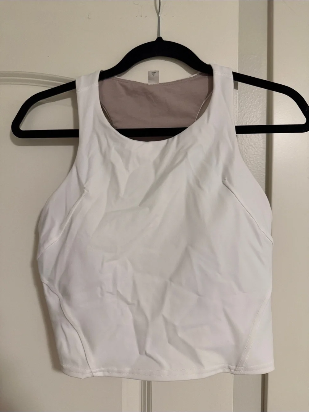 lululemon athletica White Crop Tank with Taupe Lining